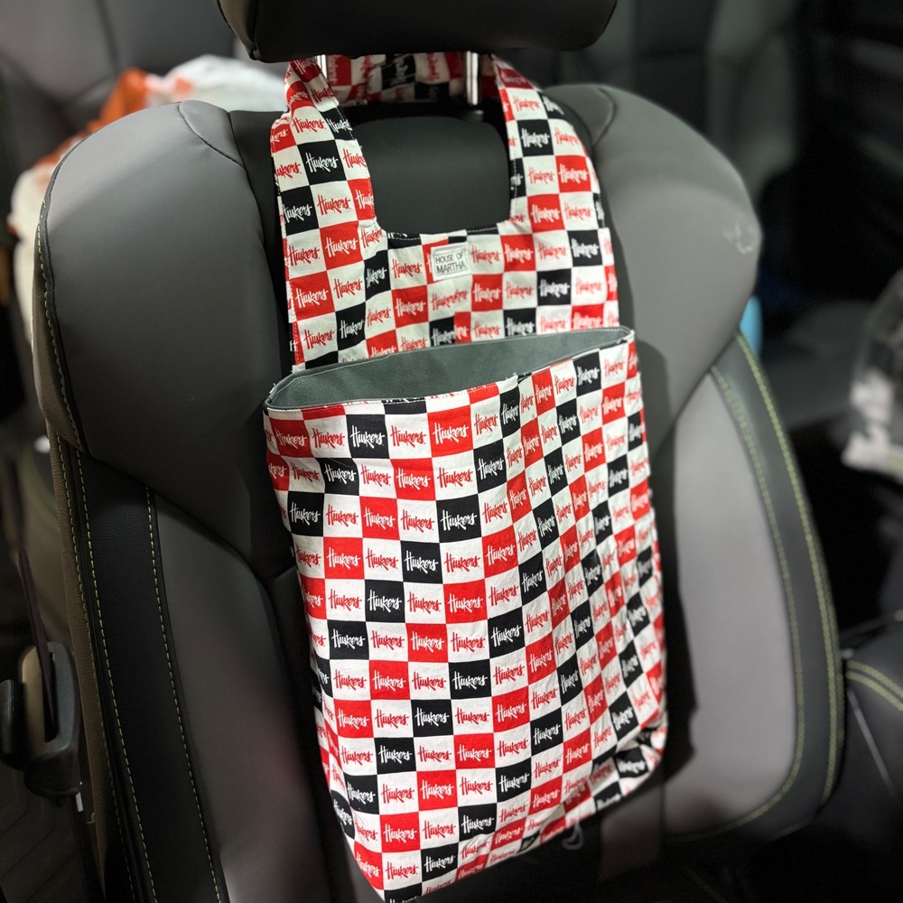 Car Trash/Utility Tote‎ Bag NU Husker 9" wide x 4" deep x 12" long Handmade
